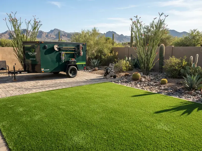 Synthetic turf installation in Yuma yard Synthetic turf installation in Yuma yard