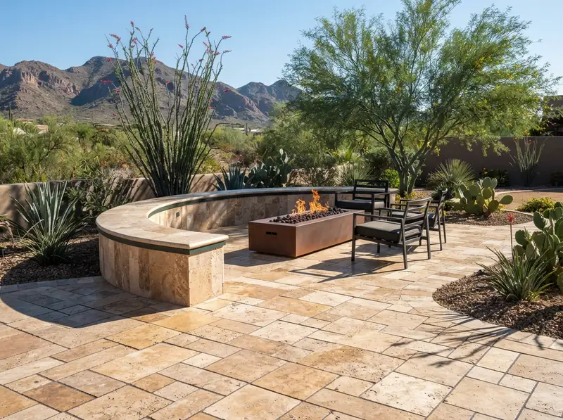 Durable paver patio in Yuma desert Durable paver patio in Yuma desert