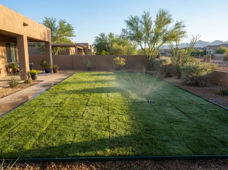 Newly installed green sod in Yuma Newly installed green sod in Yuma